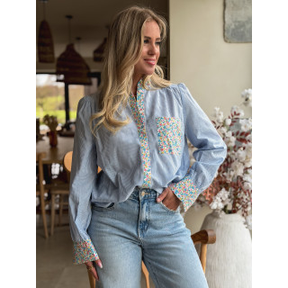 Chemise lignée Floriana - Bleu