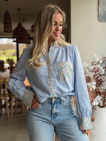 Chemise lignée Floriana - Bleu