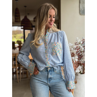 Chemise lignée Floriana - Bleu