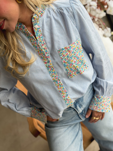 Chemise lignée Floriana - Bleu