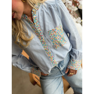 Chemise lignée Floriana - Bleu