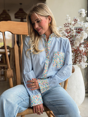 Chemise lignée Floriana - Bleu
