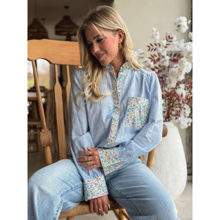 Chemise lignée Floriana - Bleu