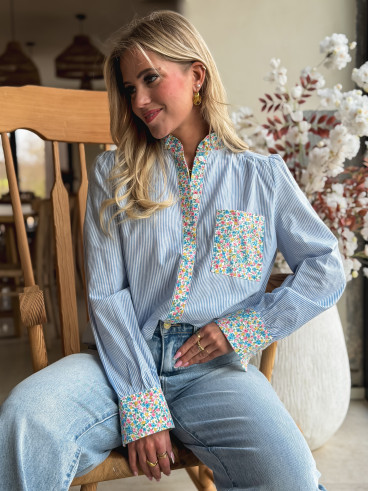 Chemise lignée Floriana - Bleu