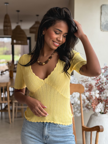 Blouse à manches courte Esra - Jaune