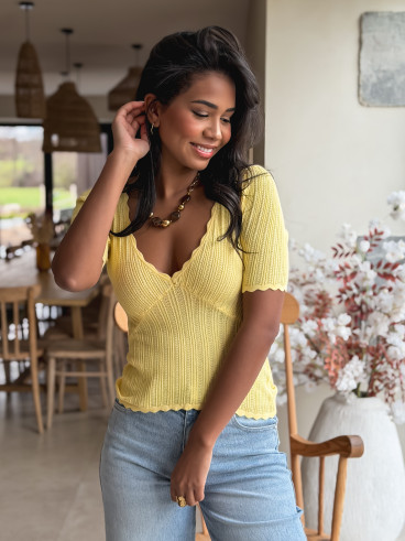 Blouse à manches courte Esra - Jaune