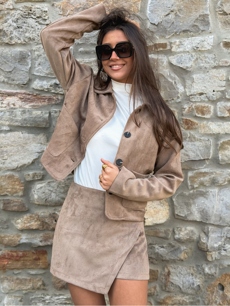 Veste en suédine Anaëlle - Taupe