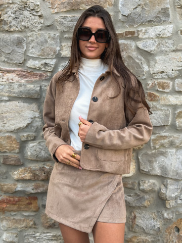 Veste en suédine Anaëlle - Taupe