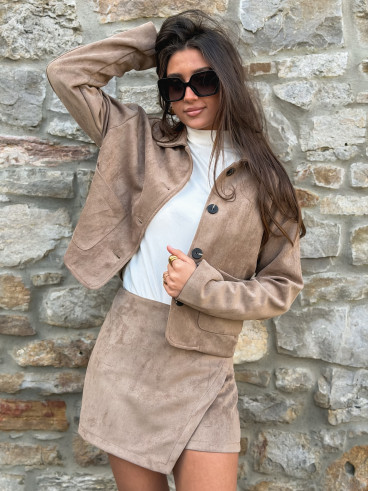Veste en suédine Anaëlle - Taupe