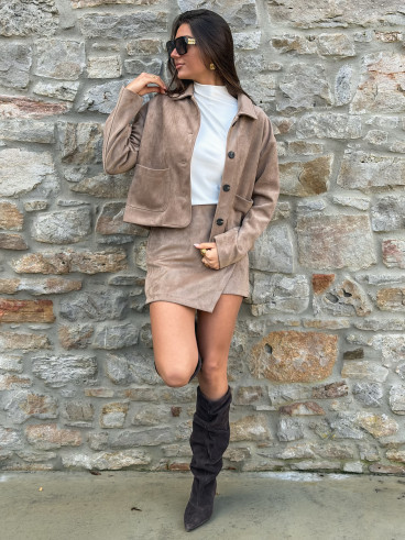 Veste en suédine Anaëlle - Taupe
