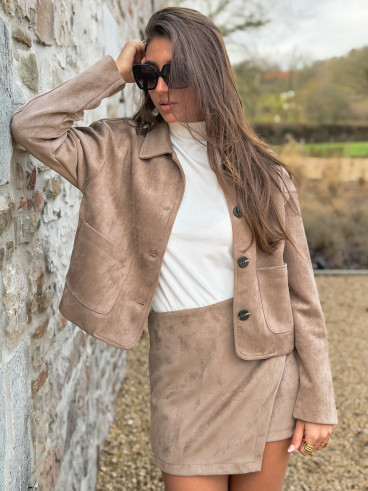 Veste en suédine Anaëlle - Taupe