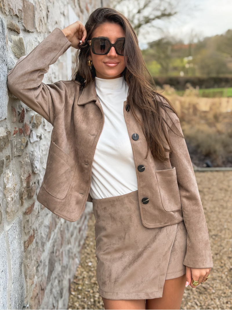 Veste en suédine Anaëlle - Taupe