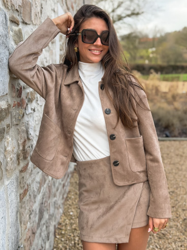 Veste en suédine Anaëlle - Taupe