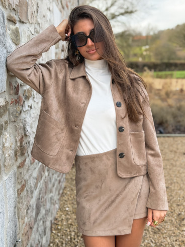 Veste en suédine Anaëlle - Taupe