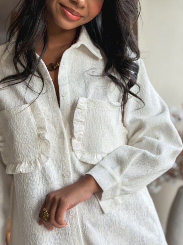 Robe courte en dentelle Analysa - Ecru