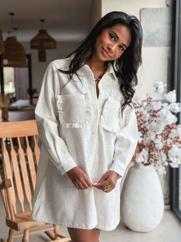 Robe courte en dentelle Analysa - Ecru