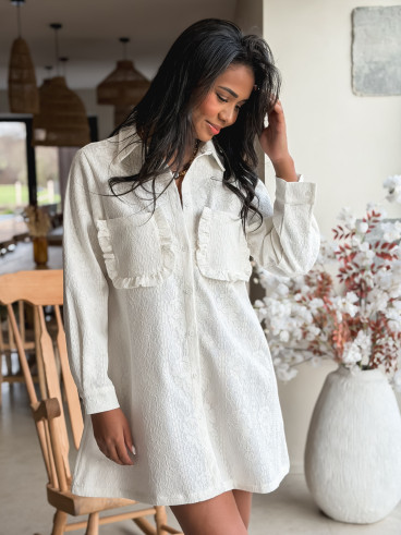 Robe courte en dentelle Analysa - Ecru