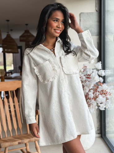 Robe courte en dentelle Analysa - Ecru