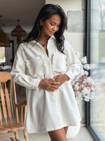 Robe courte en dentelle Analysa - Ecru