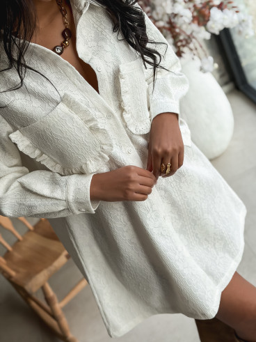 Robe courte en dentelle Analysa - Ecru