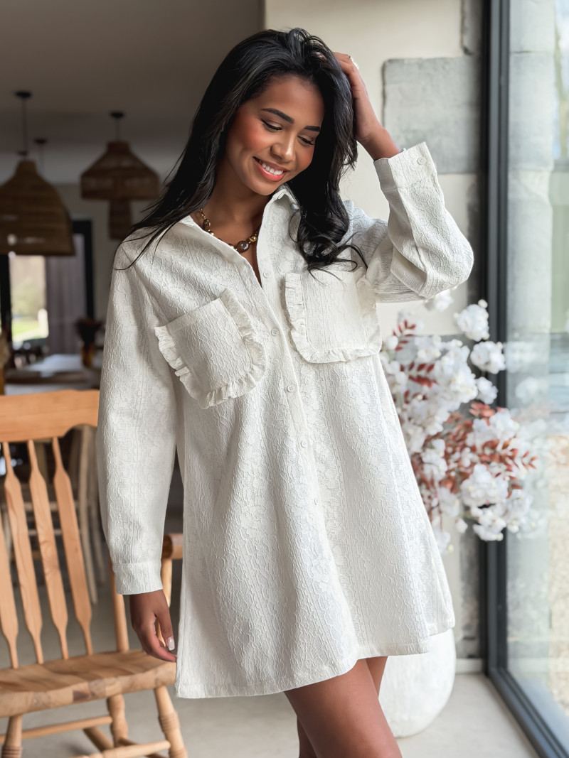 Robe courte en dentelle Analysa - Ecru