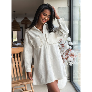 Robe courte en dentelle Analysa - Ecru