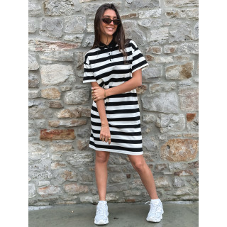 Robe longue lignée Sylviana - Noir/Blanc