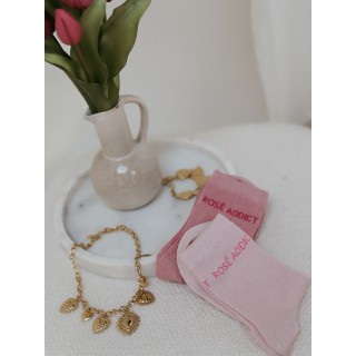 Chaussettes "Rosé addict" - Rose bonbon