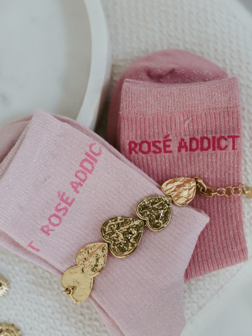 Chaussettes "Rosé addict" - Rose clair