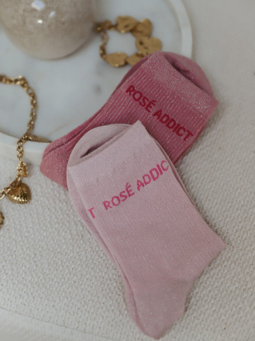 Chaussettes "Rosé addict" - Rose clair