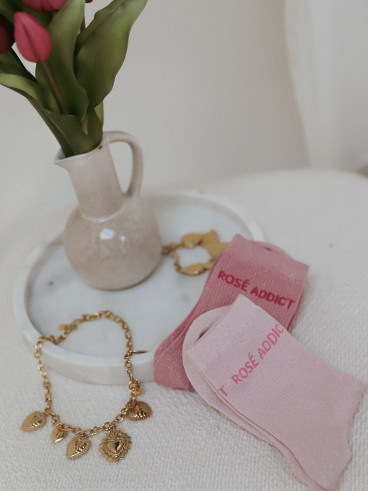 Chaussettes "Rosé addict" - Rose clair