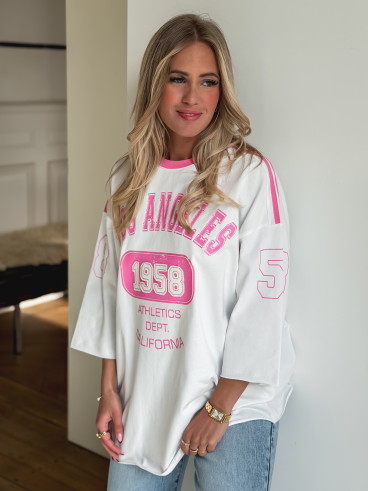 T-shirt California - Blanc/rose