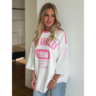 T-shirt California - Blanc/rose