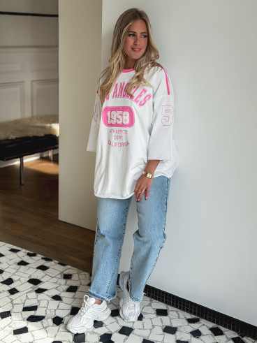 T-shirt California - Blanc/rose