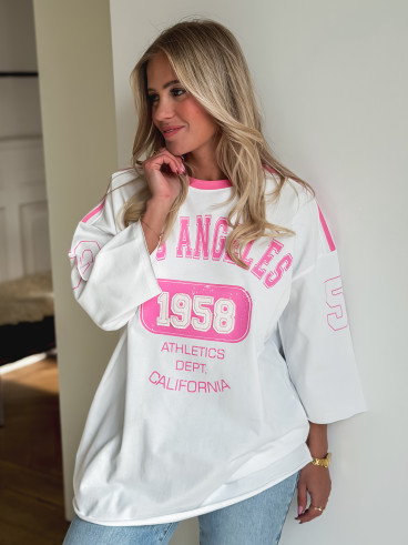 T-shirt California - Blanc/rose