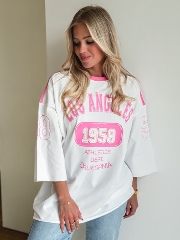 T-shirt California - Blanc/rose