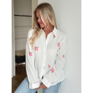 Chemise à fleurs Marchela - Blanc/Rose