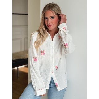 Chemise à fleurs Marchela - Blanc/Rose