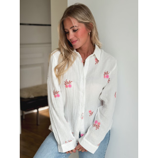 Chemise à fleurs Marchela - Blanc/Rose