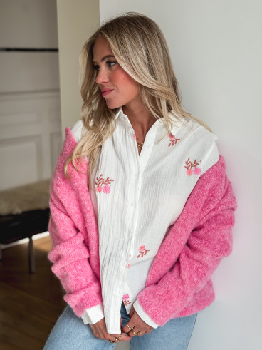 Chemise à fleurs Marchela - Blanc/Rose
