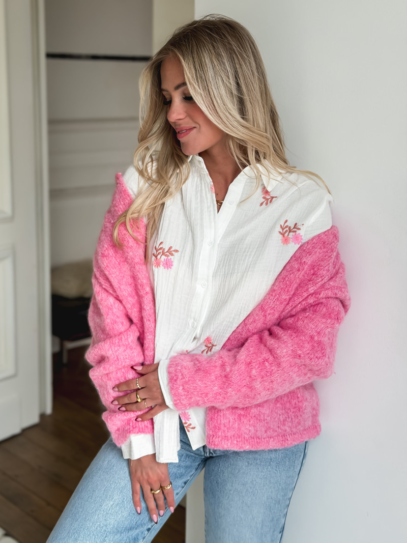 Chemise à fleurs Marchela - Blanc/Rose