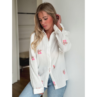 Chemise à fleurs Marchela - Blanc/Rose
