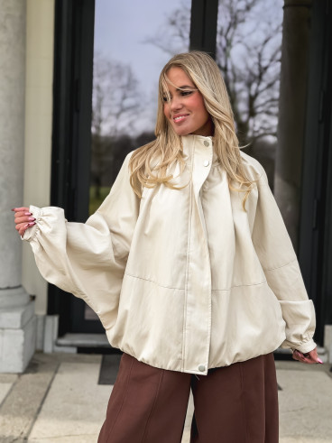 Veste en simili Amalina - Crème