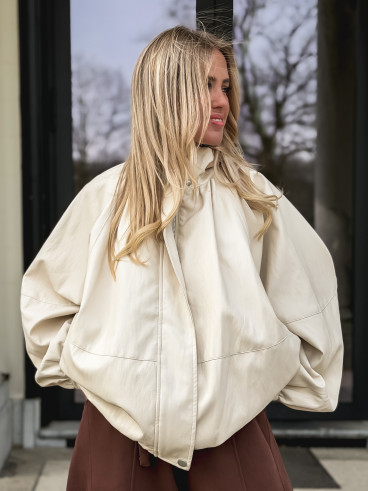 Veste en simili Amalina - Crème