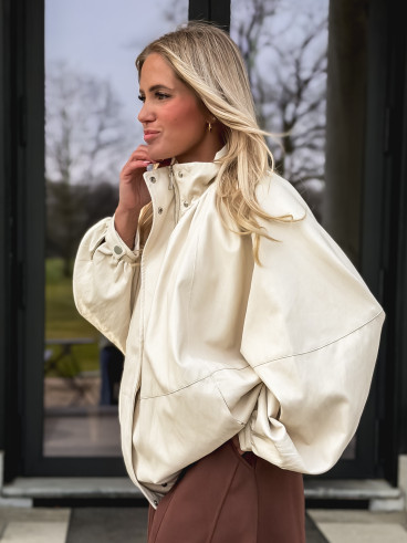 Veste en simili Amalina - Crème