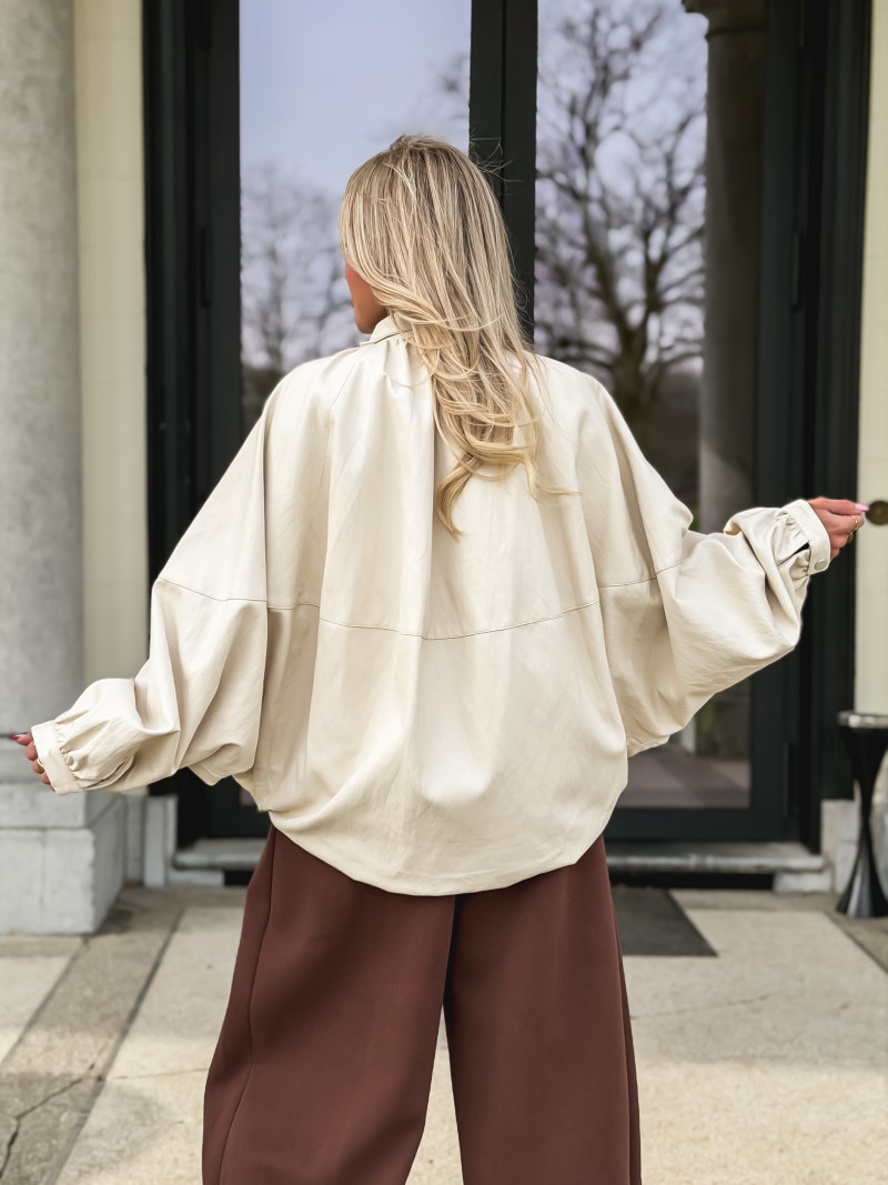 Veste en simili Amalina - Crème