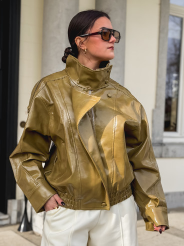 Veste en simili Colombia - Vert Olive