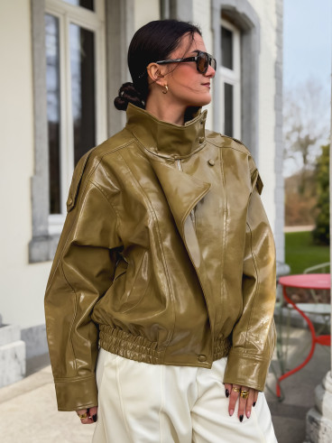 Veste en simili Colombia - Vert Olive