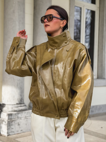 Veste en simili Colombia - Vert Olive