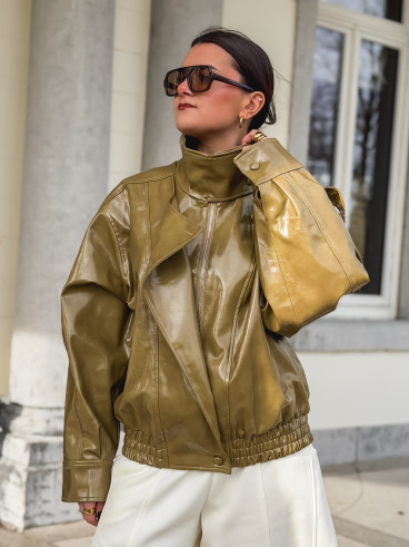 Veste en simili Colombia - Vert Olive